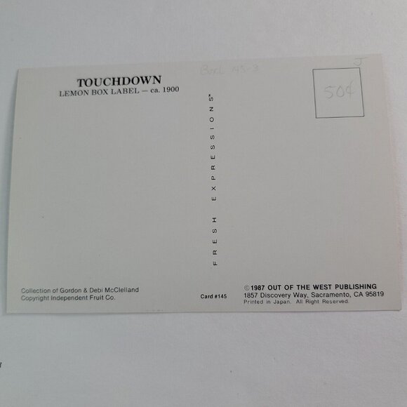 1987 postcard from 1900 art Touchdown brand football with lemon fall young boy - Picture 6 of 8